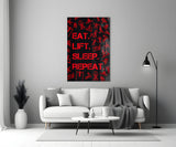 Eat, Lift, Sleep Glass Wall Art