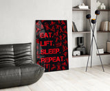 Eat, Lift, Sleep Glass Wall Art