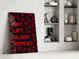 Eat, Lift, Sleep Glass Wall Art