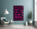 Eat, Lift, Sleep Glass Wall Art