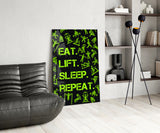 Eat, Lift, Sleep Glass Wall Art