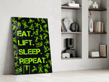 Eat, Lift, Sleep Glass Wall Art