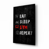 Eat, Sleep, Gym Glass Wall Art