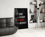 Eat, Sleep, Gym Glass Wall Art