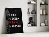 Eat, Sleep, Gym Glass Wall Art