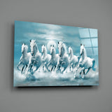 White Horses Glass Wall Art