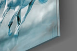 White Horses Glass Wall Art