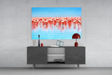 Flamingos Glass Wall Art