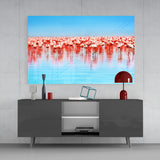 Flamingos Glass Wall Art