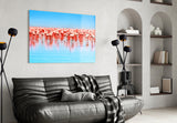 Flamingos Glass Wall Art