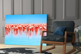 Flamingos Glass Wall Art