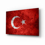 Turkiye Flag Glass Wall Art