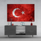 Turkiye Flag Glass Wall Art