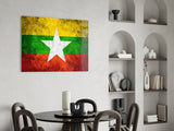 Flag of Myanmar Glass Wall Art