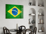 Flag of Brasil Glass Wall Art