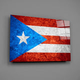 Flag of Puerto Rico Glass Wall Art