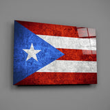 Flag of Puerto Rico Glass Wall Art