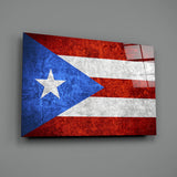 Flag of Puerto Rico Glass Wall Art