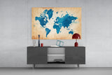 World Map Glass Wall Art