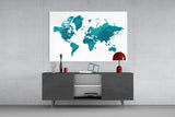 World Map Glass Wall Art