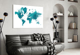 World Map Glass Wall Art