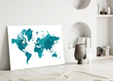 World Map Glass Wall Art