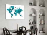 World Map Glass Wall Art