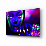 Neon Woman Glass Wall Art