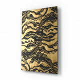 Golden Waves Glass Wall Art