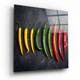 Colored Peppers Glass Wall Art