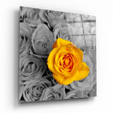 Yellow Rose Glass Wall Art