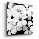Arte de pared de vidrio de Flores en blanco y negro
