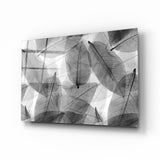 Arte de pared de vidrio de Hojas negras - blancas