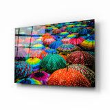 Colorful Umbrellas Glass Wall Art