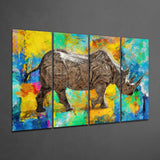 Rhino 4 Pieces Mega Glass Wall Art (150x92 cm)