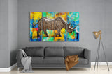 Rhino 4 Pieces Mega Glass Wall Art (150x92 cm)