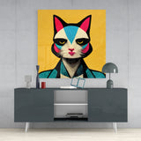 Ms. Cat Glass Wall Art || Designer's Collection