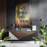 No Pain No Gain Brushed Aluminium Dibond Wall Art