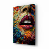 Lips and Flowers Glass Wall Art|| Designer's Collection