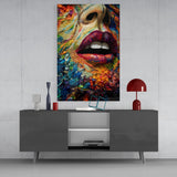 Lips and Flowers Glass Wall Art|| Designer's Collection