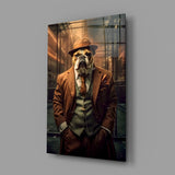 Bulldog in a Suit Glass Wall Art|| Designer's Collection