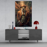 Bulldog in a Suit Glass Wall Art|| Designer's Collection