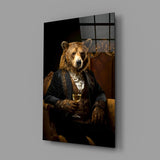 Gentleman - Bear Glass Wall Art|| Designer's Collection