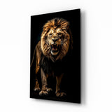 Lion in the Dog Glass Wall Art|| Designer's Collection