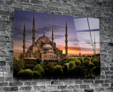 Blue Mosque Glass Wall Art