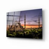 Blue Mosque Glass Wall Art