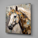 	Flower And Horse Glass Wall Art